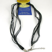 18in Cord-n-Organza Ribbon Necklace Black pkg/6
