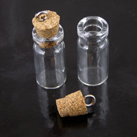 28x12mm Glass Bottle w/cork stopper-n-ring pk/2