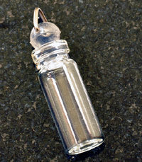 37x14mm Glass Bottle w/rubber stopper and ring, stopper is removable pk/6