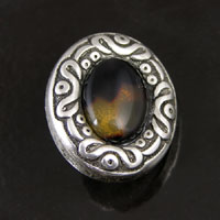 26x30mm Oval w/tortoise shell Vintage Button, Classic Silver, ea