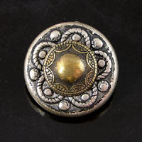32mm(1.27in) Rnd Looped Silver-n-Gold, Vintage Button, Antiqued Silver-n-Gold, ea