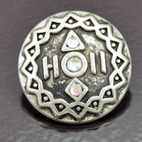 30mm Fancy Round w/crystals Vintage Button, Classic Silver, ea