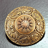 40mm Gold Florentine Vintage Button, ea