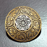 40mm Silver-n-Gold Florentine Vintage Button, ea