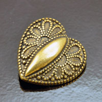 39x38mm Baroque Heart Vintage Button, Antiqued Gold, ea