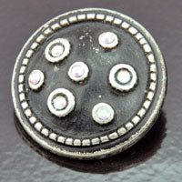 37mm Fancy Round w/crystals Vintage Button, Classic Silver, ea