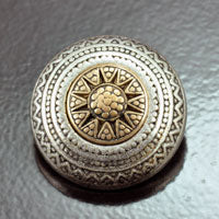 35mm Silver-n-Gold Ornate Vintage Button, ea