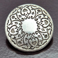 35mm Round Vintage Button, Classic Silver, ea
