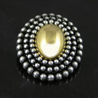 39x46mm Antiqued Silver Beaded-n-Gold Oval, Vintage Button, ea