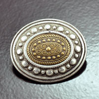 30x40mm Silver-n-Gold Oval Vintage Button, ea