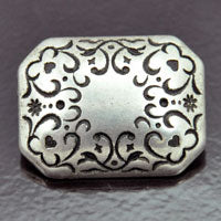 54x30mm Baroque Rectangle Vintage Button, Classic Silver, ea