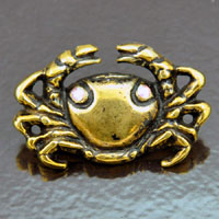 44x27mm Vintage Crab Button, w/Crystals, Antiqued Gold ea