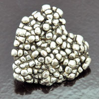 34x36mm Bumpy Heart Vintage Button, Classic Silver, ea
