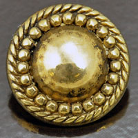 28mm Round Beaded Vintage Button, Antiqued Gold, ea
