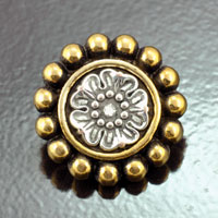 33mm Silver-n-Gold Round Beaded Vintage Button, ea
