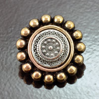 33mm Silver-n-Gold Round Beaded Vintage Button, ea