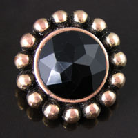 33mm Round Beaded Black-n-Antiqued Gold Vintage Button, ea