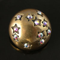 27mm Round Antiqued Gold-n-Crystal Vintage Button, ea