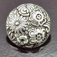 30mm Round Floral Vintage Button, Classic Silver, ea