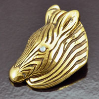 44x44mm Zebra w/crystal Button, Antiqued Gold, ea