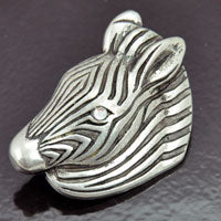 44x44mm Zebra w/crystals Vintage Button, Classic Silver, ea