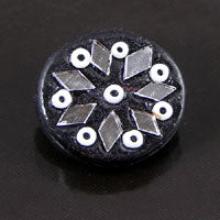 21mm Black Round w/Mirrored Mosaic Resin Button, ea