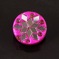 21mm Fuchsia/Pink Round w/Mirrored Mosaic Resin Button, ea