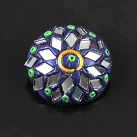 24mm Blue Domed Round w/Mirrored Mosaic Resin Button, ea