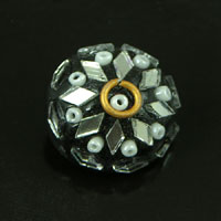 22mm Black Domed Round w/Mirrored Mosaic Resin Button, ea
