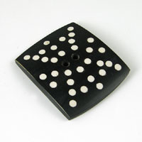 33x39mm Black-n-White Vintage Lucite Pillowed Button, ea