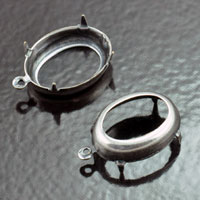 18x13.5mm Classic Silver Oval Bezel Settings, pack of 4