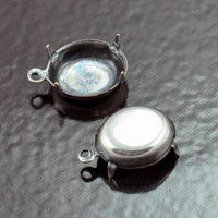 12x10mm Classic Silver Bezel Drop w/loop bail, pk/6