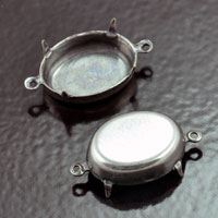 18x13mm Classic Silver Oval Bezel Drop, w/loop bail, pk/4