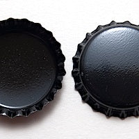 1" Black Bottle Cap, 2 sided, pack of 12