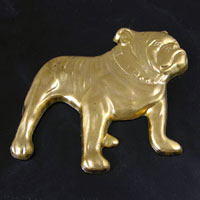 3.75x3.60in Bulldog Brass Metal Stamping, ea
