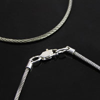 15.5in Silver Cable Necklace/Choker w/lobster claw clasp, each