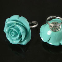 35mm(1.4in) Turquoise(resin) Rose Ring, adjustable band, ea