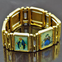 7.5in Ant. Gold Blessed Mother Stretch Bracelet, ea