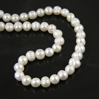 7mm Natural White Round Ringed Pearl Beads, 16 inch strand