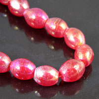 12mm Candy Red Glass Oval Beads, 15 inch strand