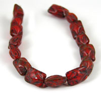8x13mm Octagon Red Turquoise Beads, strand-EA