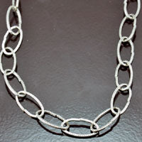 Classic Silver Dented Cable Chain Necklace EA