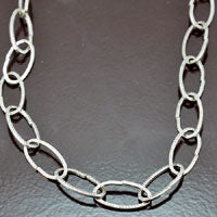 Classic Silver Dented Cable Chain Necklace EA