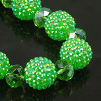 20mm Lime Green Crystal Pave' Beads, 15 crystal beads