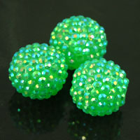 Jade Green Crystal Pave' Beads, strand