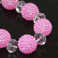 21mm Candy Pink Crystal Pave' Beads, strand of 14 beads