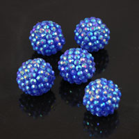 18mm Sapphire Blue, Shamballa Pave' Beads, pack of 14