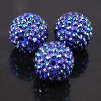 22mm Blue Crystal Shamballa Pave' Beads, 9 crystal beads
