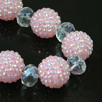 20mm Pink Crystal Shamballa Pave' Beads, 14 beads