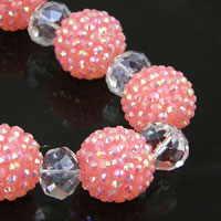 20mm Melon Pink Crystal Pave' Beads, strand of 15 beads